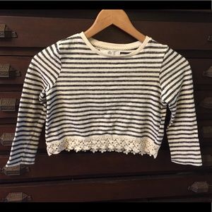 Marks & Spencer Pinstriped Lace Cropped Top